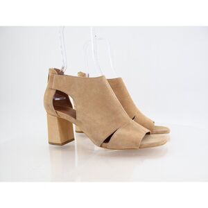 Donald J Pliner Perra Women 10M Shoes Tan Suede Slip On Zip Block Heel Sandals